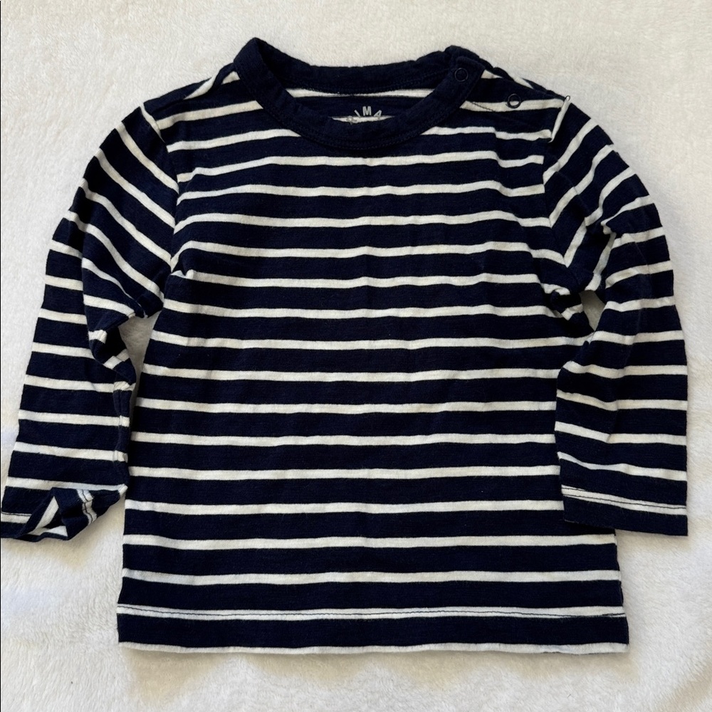 Primary Navy and White Striped Baby Shirt